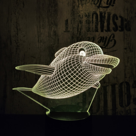 Mosolygós delfin  7 színű  3D led lámpa
