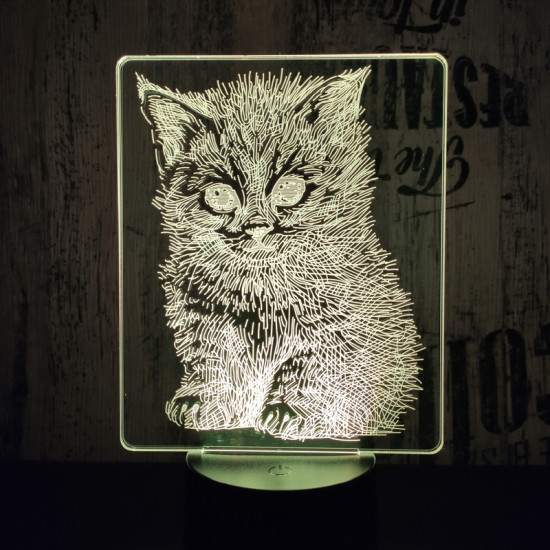 Cica 7 színű 3D led lámpa