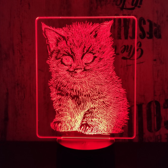 Cica 7 színű 3D led lámpa