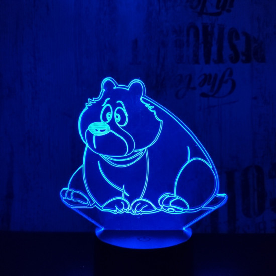 Ülő medve 7 színű 3D led lámpa