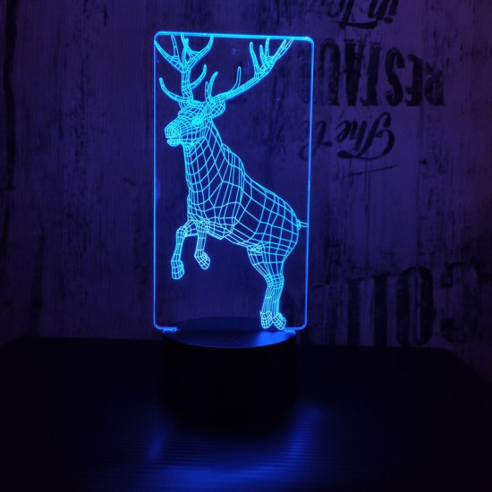 Ugró szarvas 7 színű 3D led lámpa