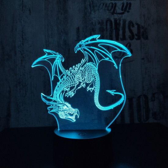 Sárkány 2 7 színű 3D led lámpa