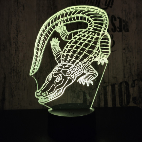 Krokodil 7 színű 3D  led lámpa