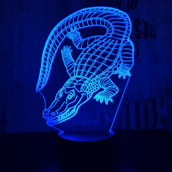 Krokodil 7 színű 3D  led lámpa