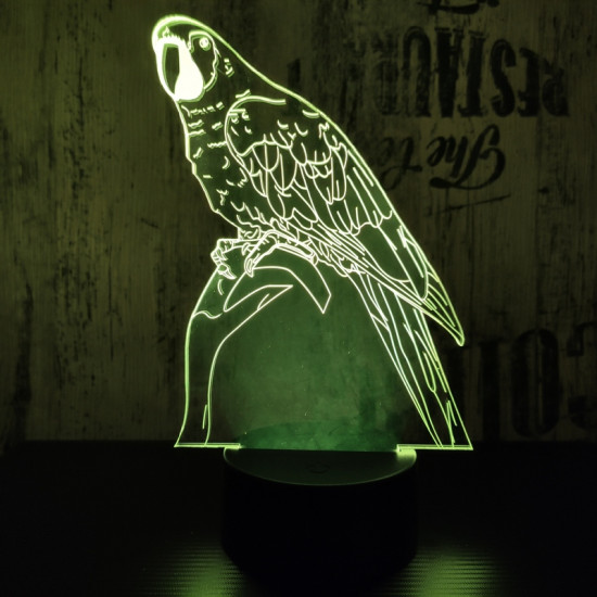 Papagáj 2  7 színű 3D led lámpa