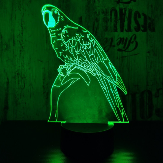 Papagáj 2  7 színű 3D led lámpa