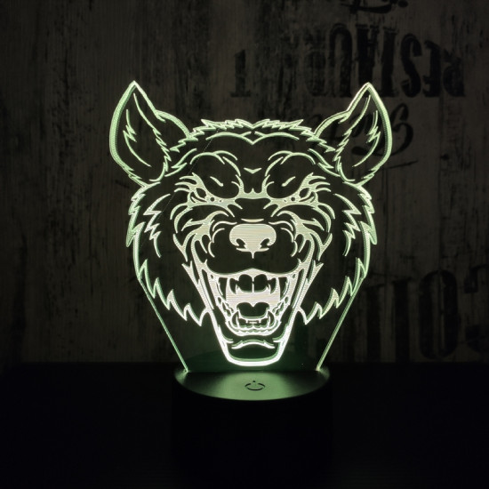 Farkas Fej 2 7 színű 3D led lámpa