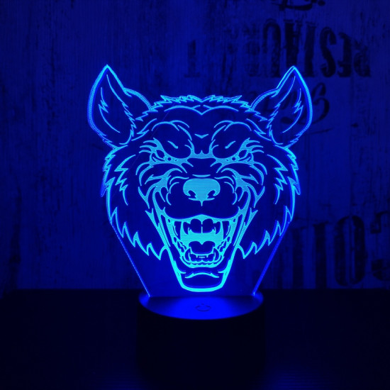 Farkas Fej 2 7 színű 3D led lámpa