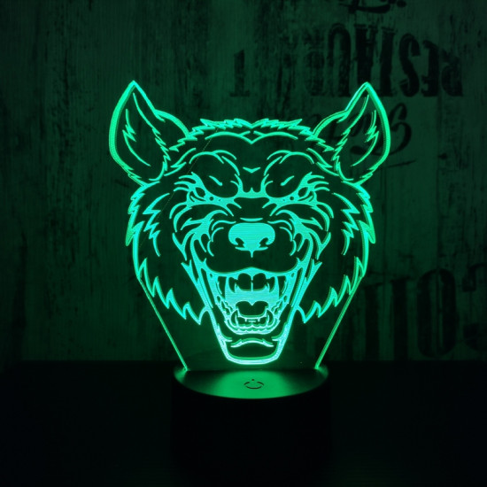 Farkas Fej 2 7 színű 3D led lámpa