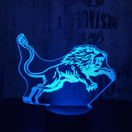 Ugró oroszlán 7 színű 3D led lámpa