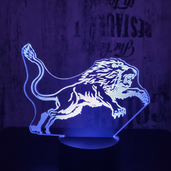 Ugró oroszlán 7 színű 3D led lámpa