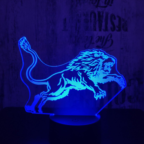 Ugró oroszlán 7 színű 3D led lámpa