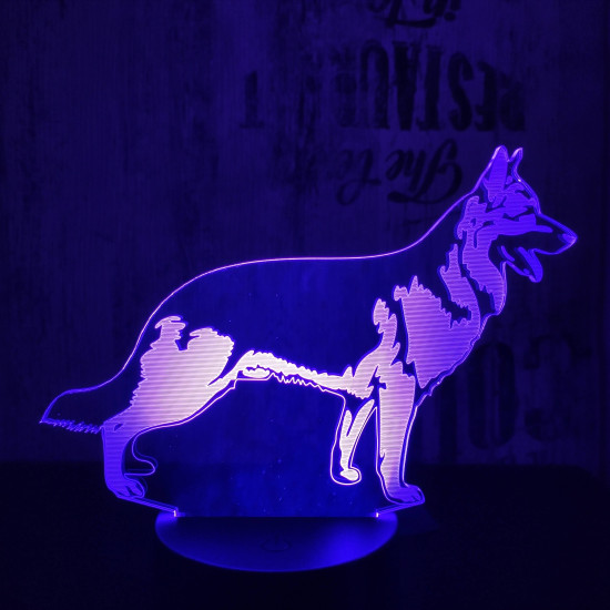 Német juhász 7 színű 3D led lámpa