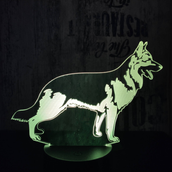 Német juhász 7 színű 3D led lámpa
