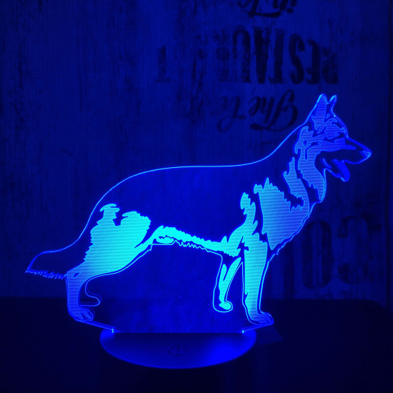 Német juhász 7 színű 3D led lámpa