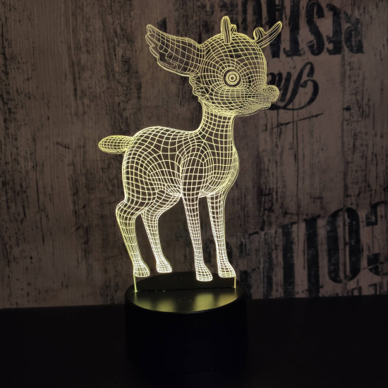 Őzike  7 színű 3D led lámpa