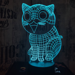 Nevető cica 7 színű 3D led lámpa