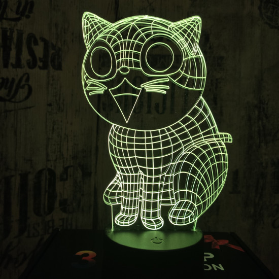 Nevető cica 7 színű 3D led lámpa