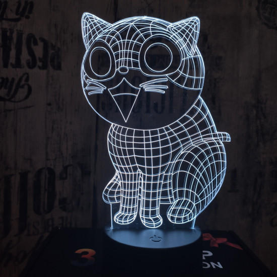 Nevető cica 7 színű 3D led lámpa