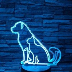 Kutya cica barátság 7színű 3D led lámpa
