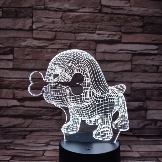 Boxer és a csontja  7 színű  3D led lámpa
