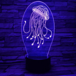 Medúza 7 színű 3D led lámpa