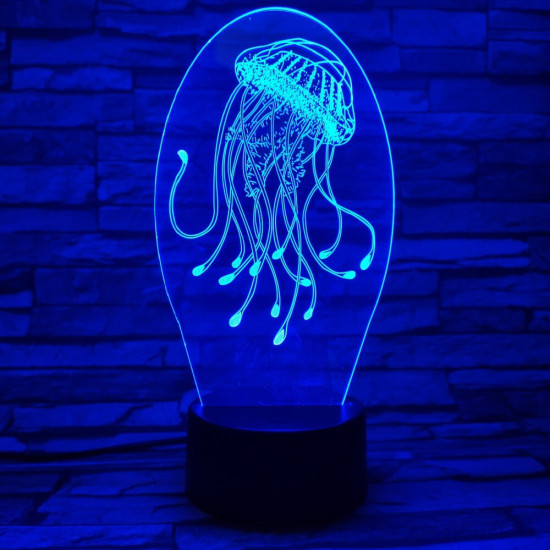Medúza 7 színű 3D led lámpa