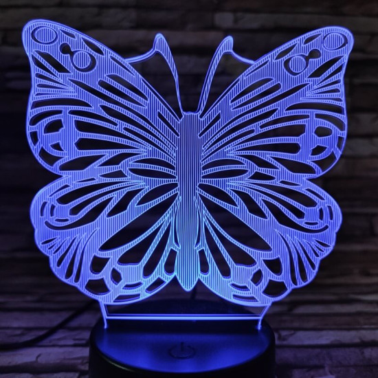 Lepke  7 színű 3D led lámpa