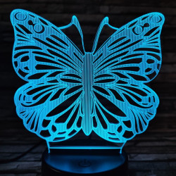 Lepke  7 színű 3D led lámpa