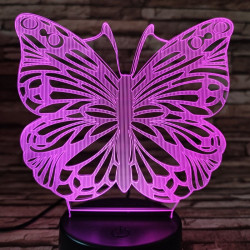 Lepke  7 színű 3D led lámpa