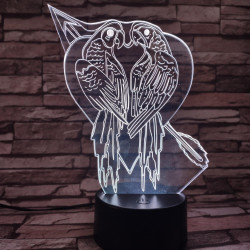 Papagáj Szív 7 színű 3D led lámpa