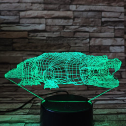 Krokodil 7 színű 3D  led lámpa