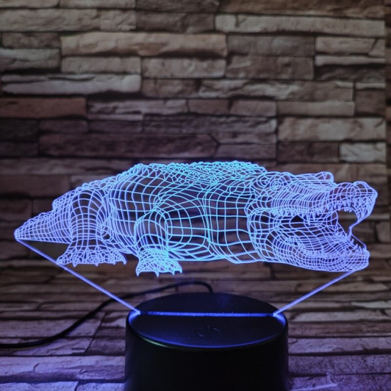 Krokodil 7 színű 3D  led lámpa