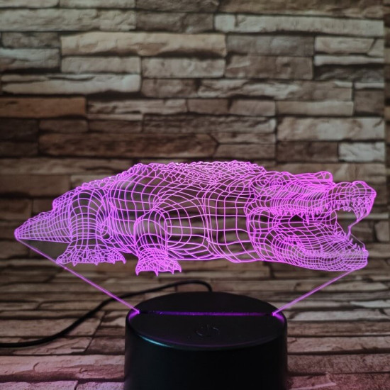 Krokodil 7 színű 3D  led lámpa