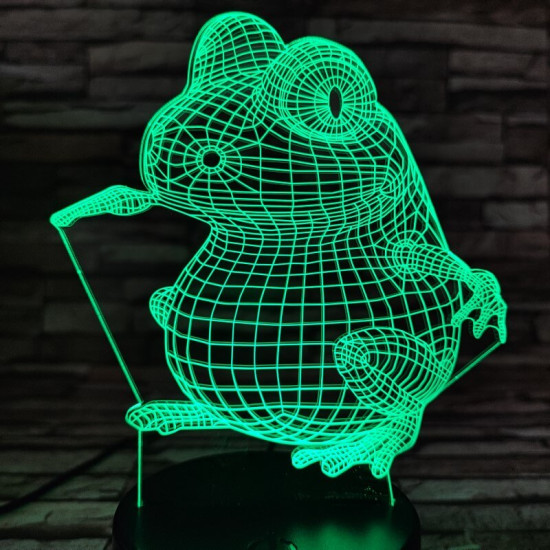 Béka ül 7 színű 3D led lámpa