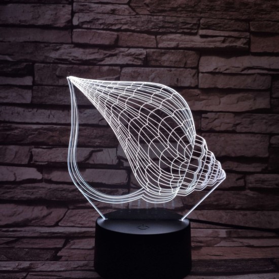 Csigaház 7 színű 3D led lámpa