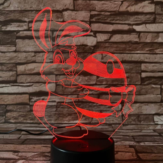 Nyuszi Tojás  7 színű 3D led lámpa