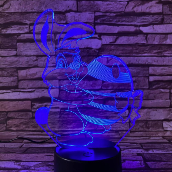 Nyuszi Tojás  7 színű 3D led lámpa