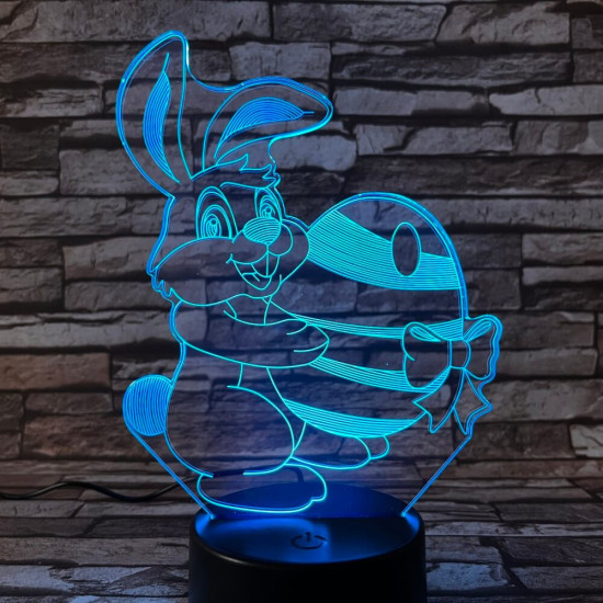 Nyuszi Tojás  7 színű 3D led lámpa