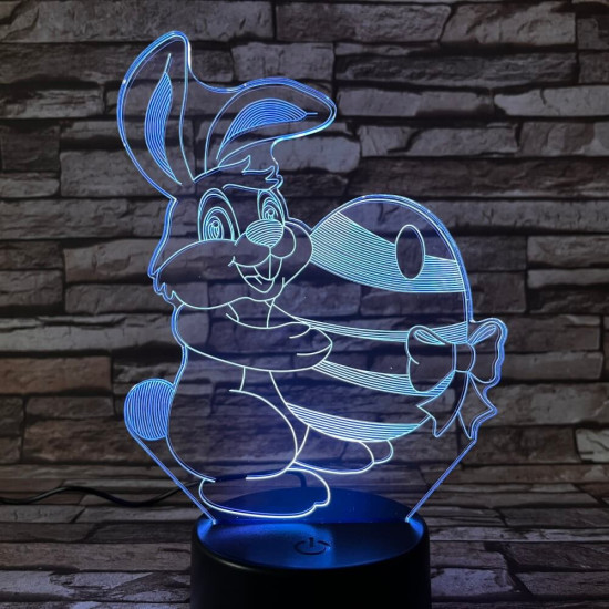 Nyuszi Tojás  7 színű 3D led lámpa