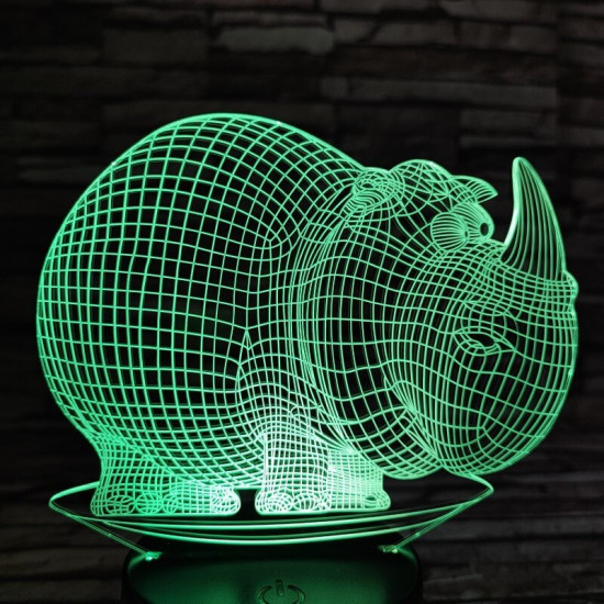 Orrszarvú 2 7 színű 3D led lámpa
