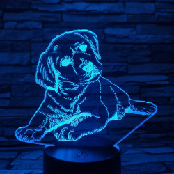 Fekvő Kutya 3D led lámpa