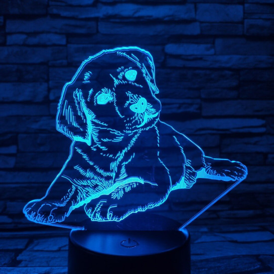 Fekvő Kutya 3D led lámpa