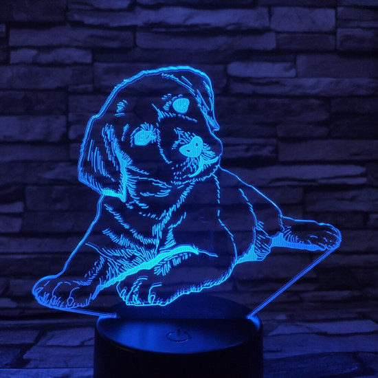 Fekvő Kutya 3D led lámpa