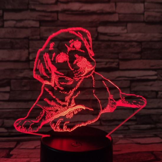Fekvő Kutya 3D led lámpa