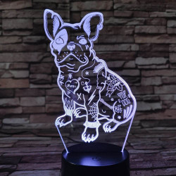 Kutya 7 színű 3D led lámpa