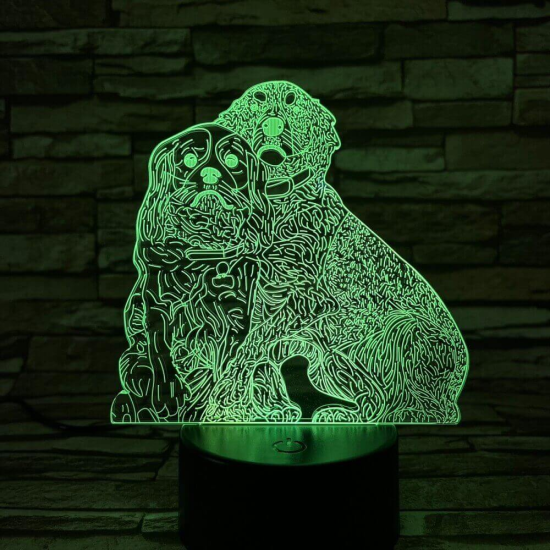 Két Kutya 7 színű 3D led lámpa