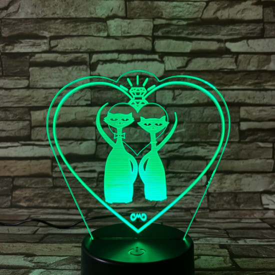 Cica Love 7 színű 3D led lámpa