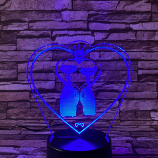 Cica Love 7 színű 3D led lámpa
