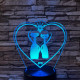 Cica Love 7 színű 3D led lámpa